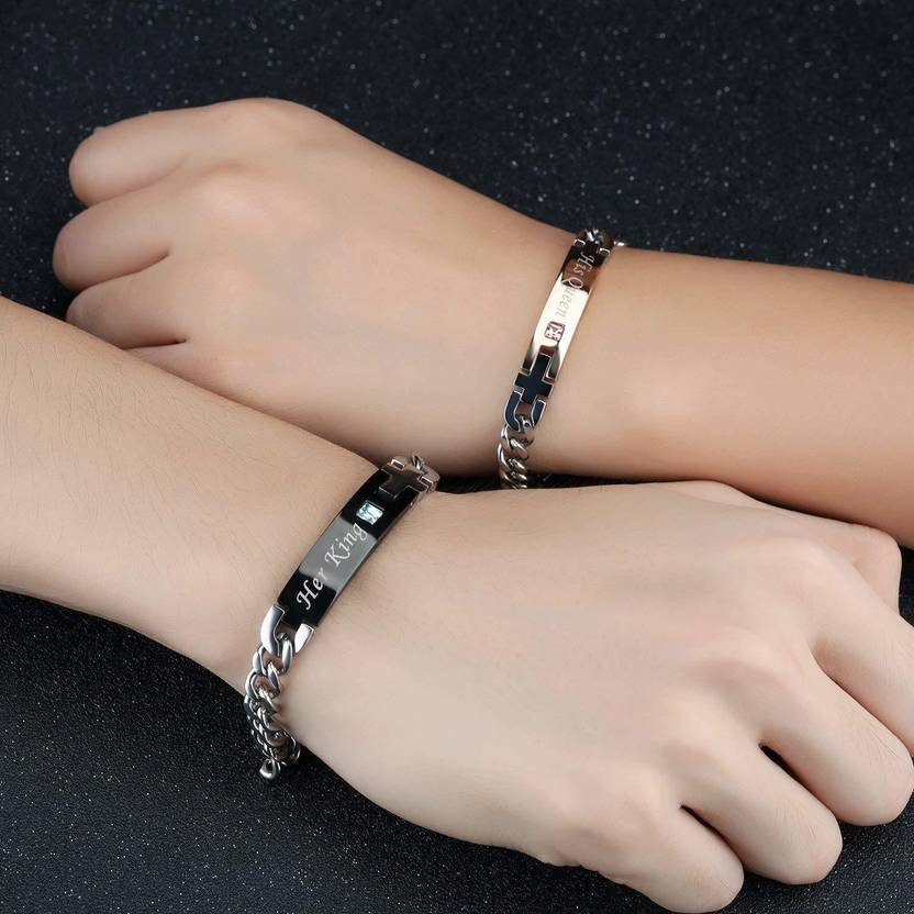 Stainless Steel Crystal Gold-plated Bracelet  (Pack of 2)