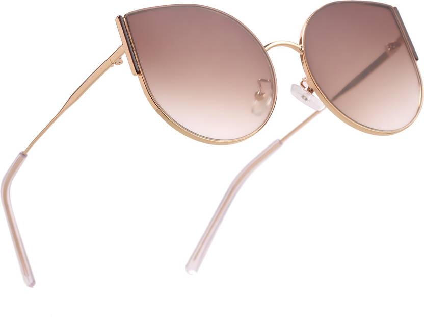 Gradient, UV Protection Round, Oval, Cat-eye Sunglasses (56)  (For Women, Brown)
