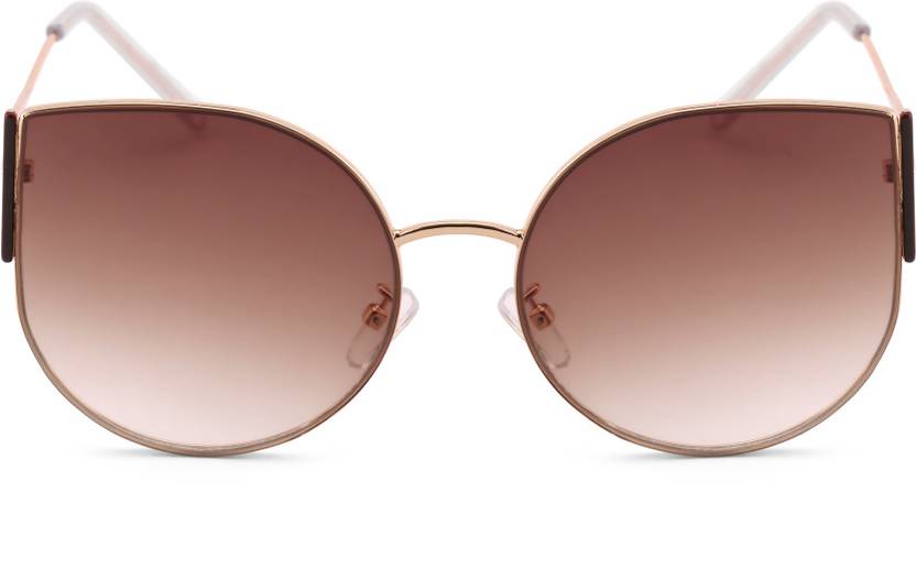 Gradient, UV Protection Round, Oval, Cat-eye Sunglasses (56)  (For Women, Brown)