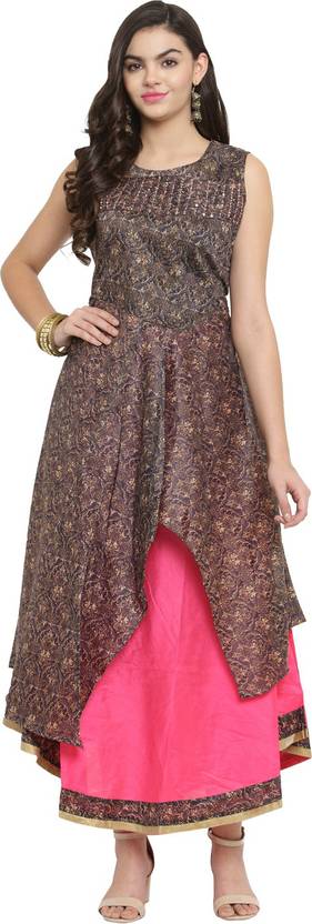 AD4U Solid Pure Silk High Low Kurta for Women