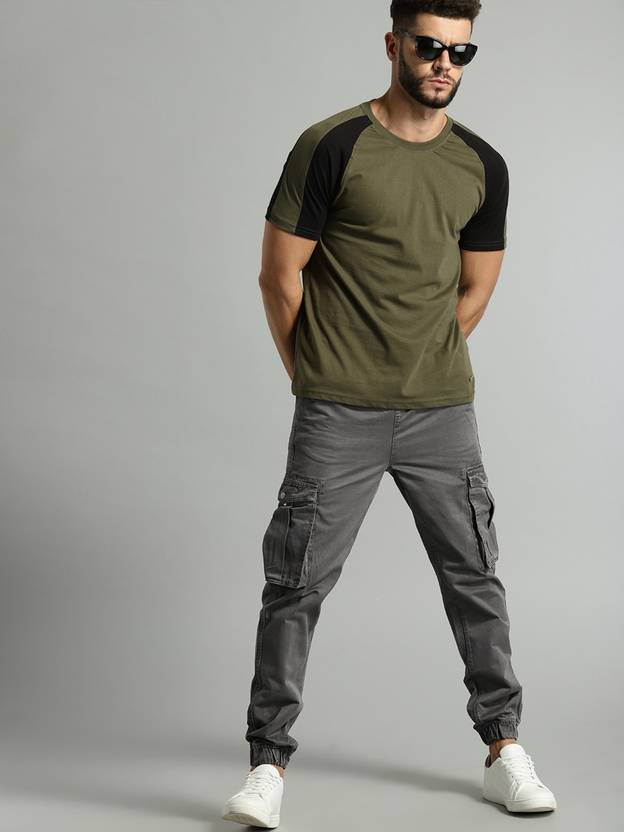 Men Regular Fit Grey Pure Cotton Trousers