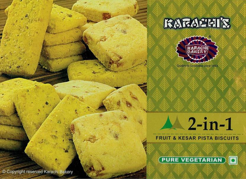 KARACHI BAKERY Premium 2 in 1 Fruit & Kesar Pista, 400G Cookies Price