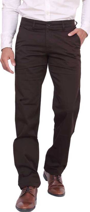 Masterly Weft Men Slim Fit Black Cotton Blend Trousers