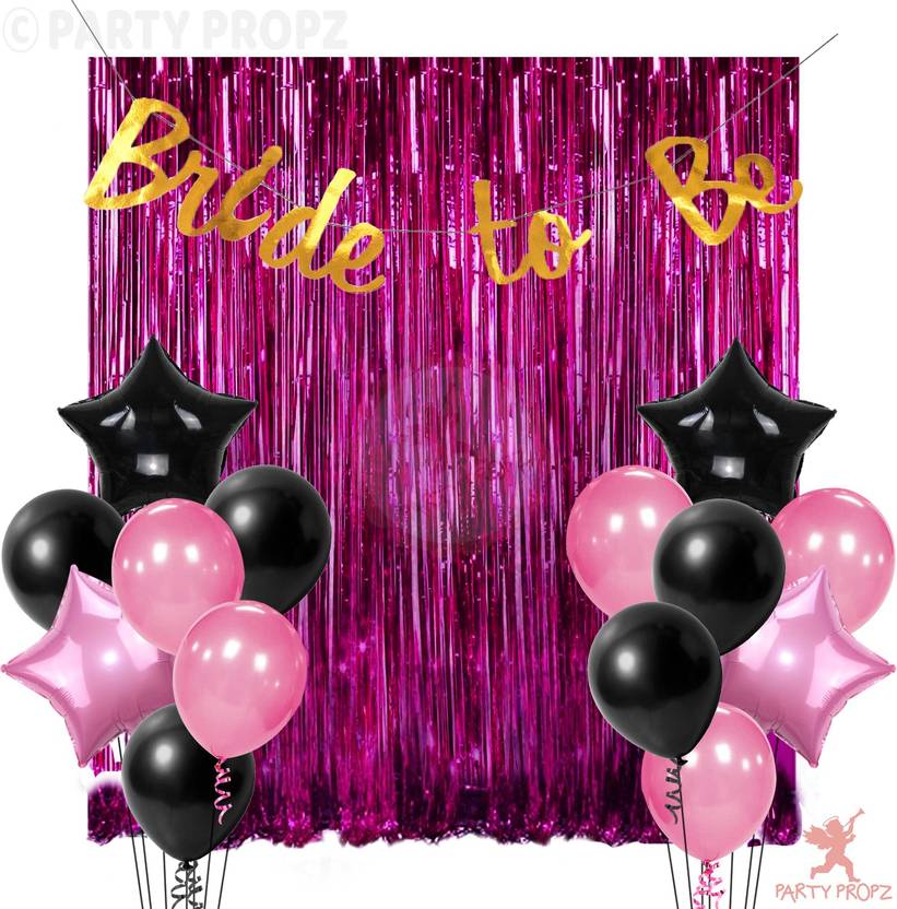 Party Propz 17Pcs Bride to Be Foil Curtain, Banner and Balloon