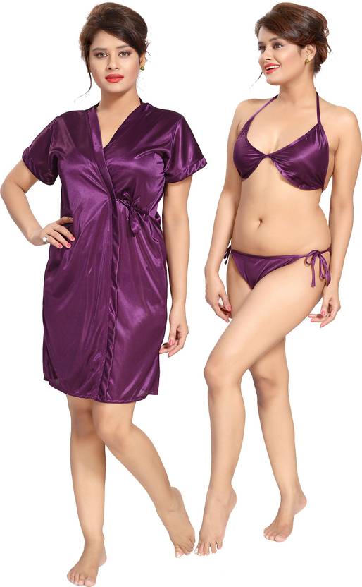 Babesa Pack of 3 Women Robe and Lingerie Set