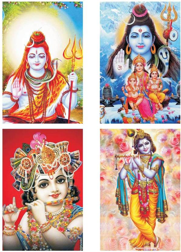set of 4 poster God Hindu God poster God