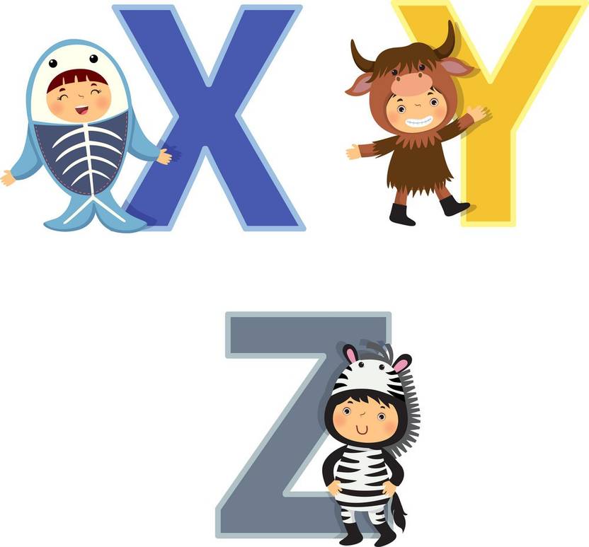 KD alphabet XYZ with animal Sticker PosterAlphabets PosterNumber