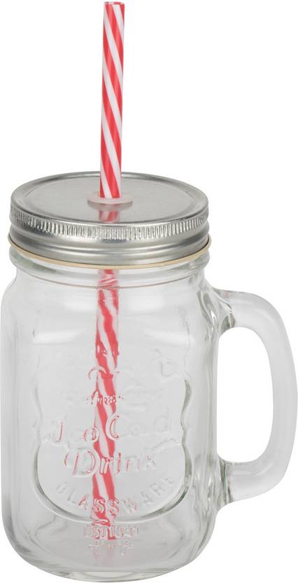 Anweshas Glass Straw Jar/Mug Drinking Cup Glass Mason Jar