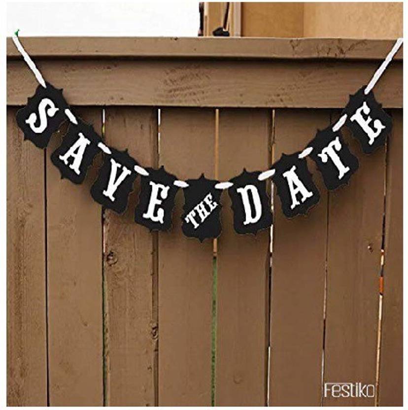 Balloons Save The Date Banner (Black) Wedding Date Banner Banner