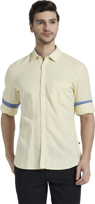 PARX Men Solid Casual Yellow Shirt 