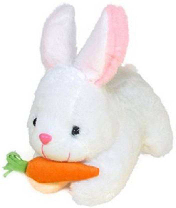 BestLook Rabbit with Carrot Stuffed Soft Plush Toy - 26 cm (White)  - 26 cm