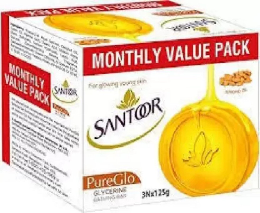 Santoor PureGlo Glycerine Bathing Bar850g monthaly value pack