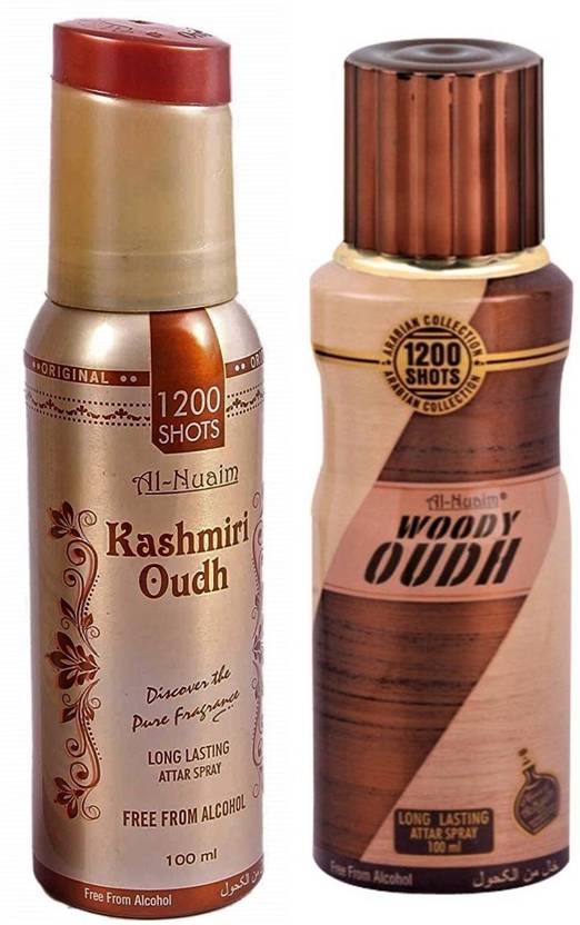 Al Nuaim Kashmiri Oudh & Woody Oudh Perfume Spray 1200 Shots Deodorant