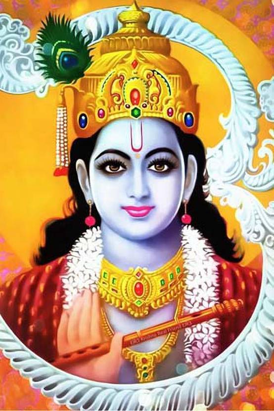 Lord Krishna Painting Poster Waterproof Vinyl Wall Sticker for Home