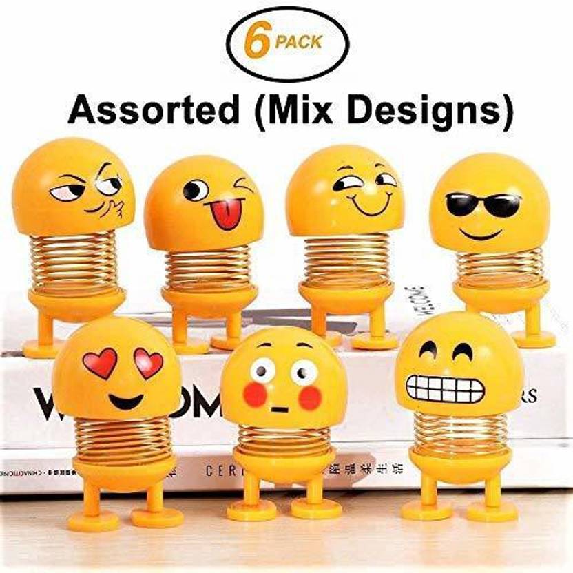 india fun zone Emoji BobbleHead Car Dashboard Accessory (6 Pc) Cute