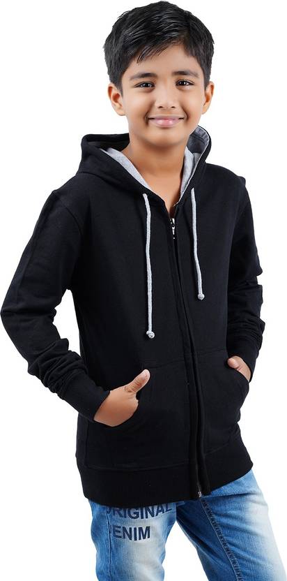 CHECKERSBAY Boys Full Sleeve Solid Hooded Sweatshirt