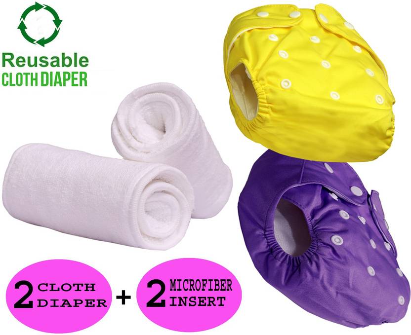 ByLoe Baby Reusable Cloth Diaper, Washable Adjustable Infants Nappy with Insert- (0-24 Months, Pad Included) - Pack/Combo of (2 Cloth Diaper+2 Microfiber Insert)