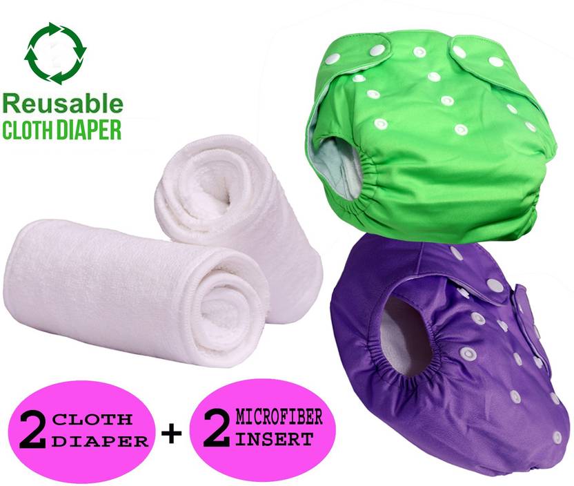 ByLoe Baby Reusable Cloth Diaper, Washable Adjustable Infants Nappy with Insert- (0-24 Months, Pad Included) - Pack/Combo of (2 Cloth Diaper+2 Microfiber Insert)