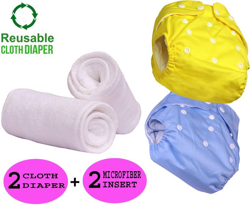 ByLoe Baby Reusable Cloth Diaper, Washable Adjustable Infants Nappy with Insert- (0-24 Months, Pad Included) - Pack/Combo of (2 Cloth Diaper+2 Microfiber Insert)