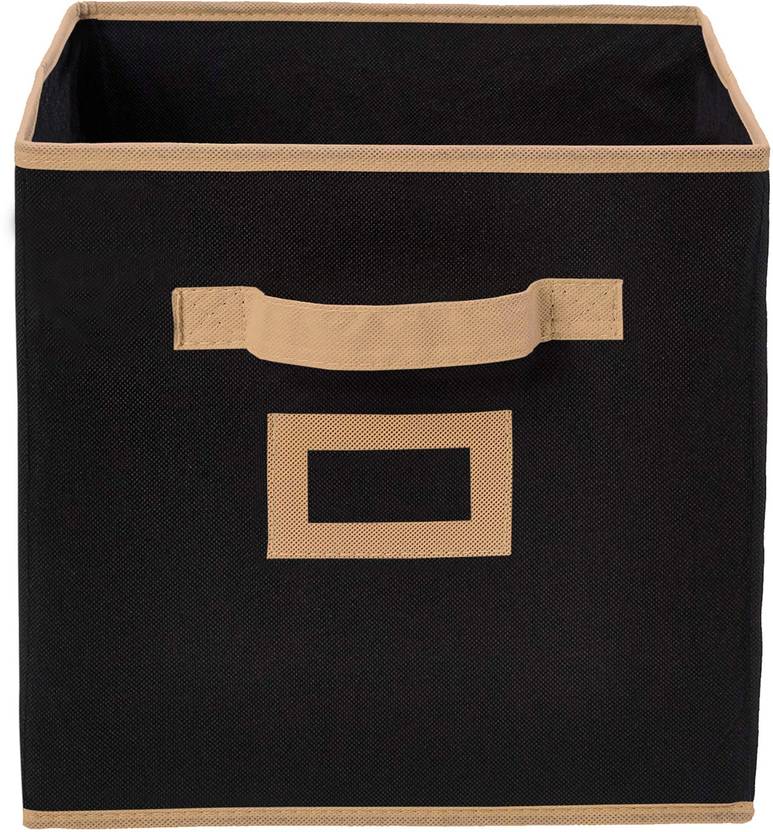 Billion Designer Non Woven Small Foldable Storage Organiser Cubes/Boxes (Black) BILION001