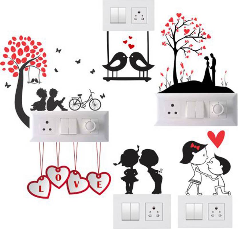 Decals Creation 35 cm Switch Sticker Love Switch Board Sticker Wall Sticker Self Adhesive Sticker