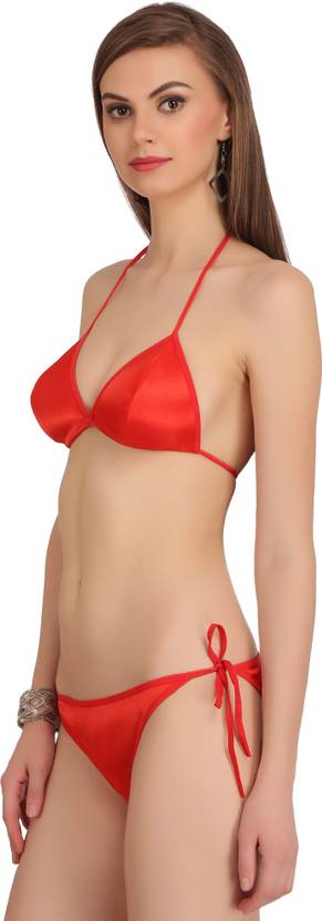 Bra & Panty Set Self Design Red, Gold, Black, Pink Lingerie Set