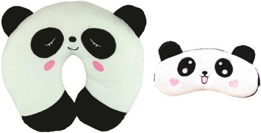 Skylofts 100% Cotton Panda Neck Pillow For Boys & Girls for Car, Train, Flight, Bus - Microfibre Travel Cushions Neck Pillow