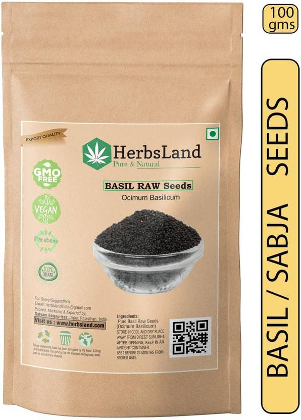 HerbsLand Basil Seeds / Tukmariya / Sabja / Bapji Seed for Protein