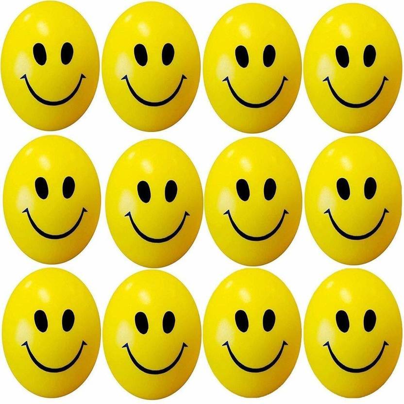 avnish Smiley Face Squeeze Ball, Yellow Emoji Happy Smiley Face Stress