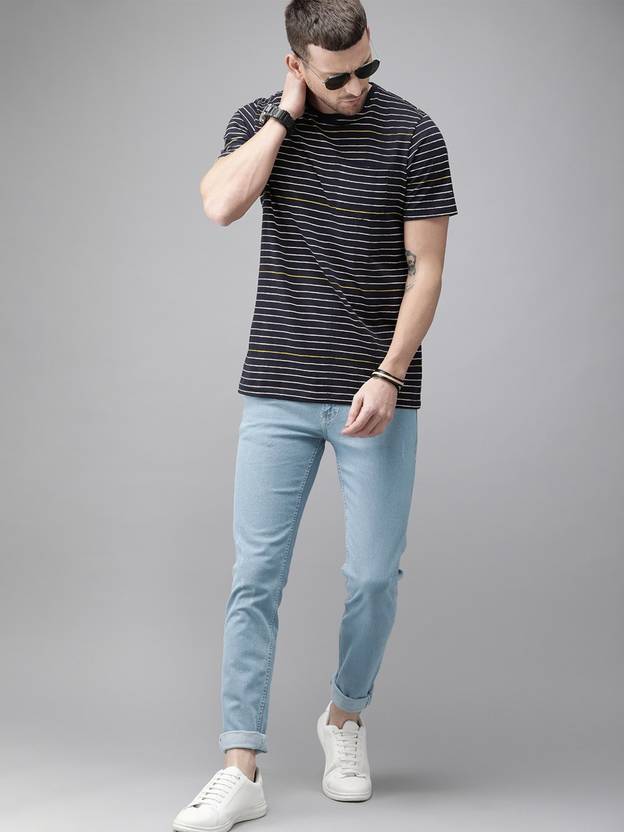 Men Skinny Mid Rise Blue Jeans