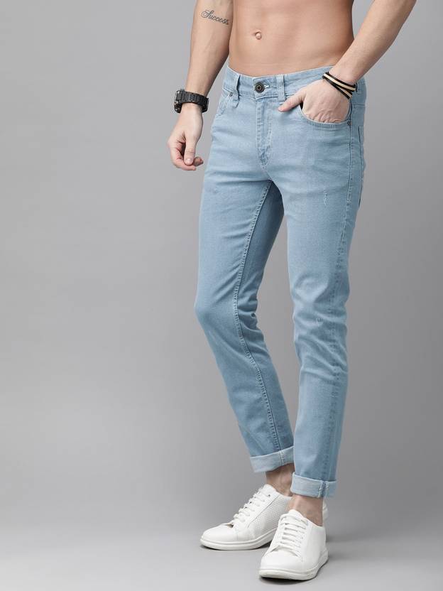 Men Skinny Mid Rise Blue Jeans