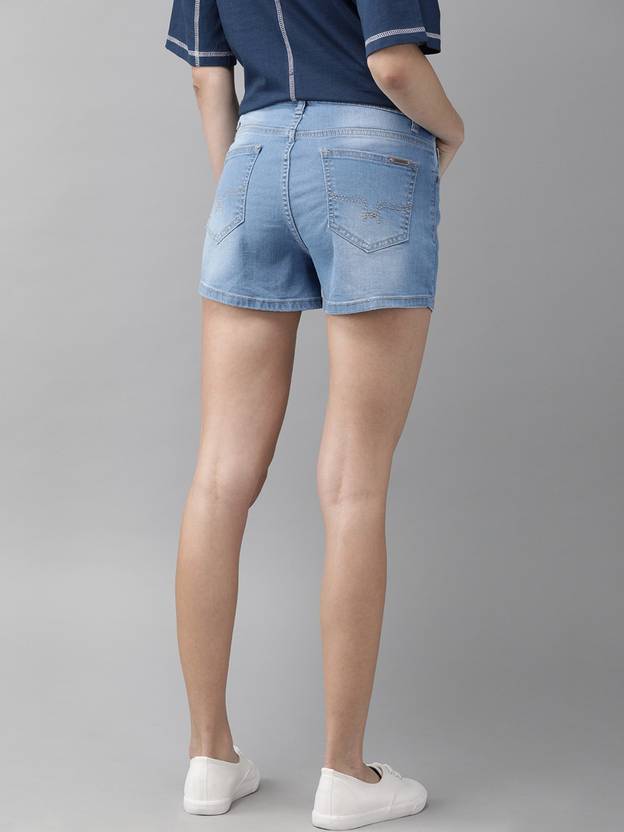 Price History of Solid Women Blue Denim Shorts