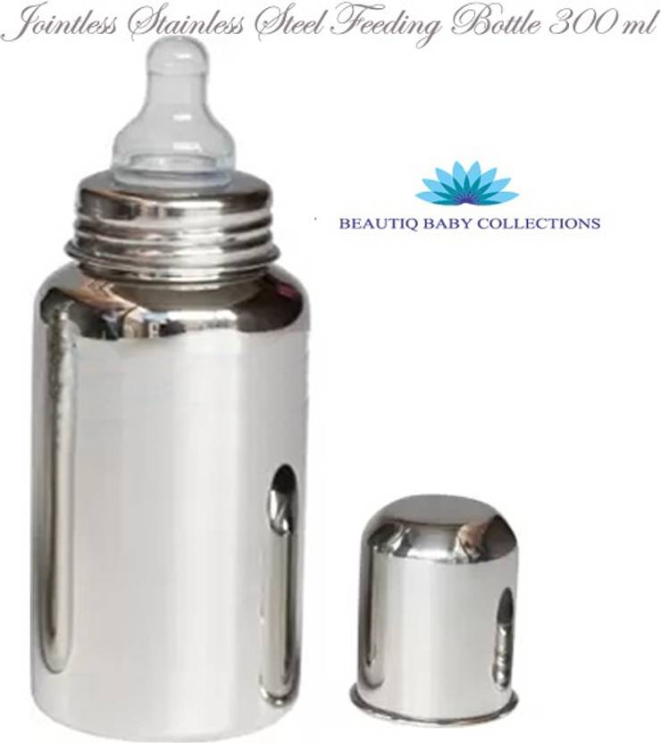 Beautiq Baby Collections Stainless Steel Baby Feeding Bottle 300ml with High Grade Silicon Nipple - 300 ml