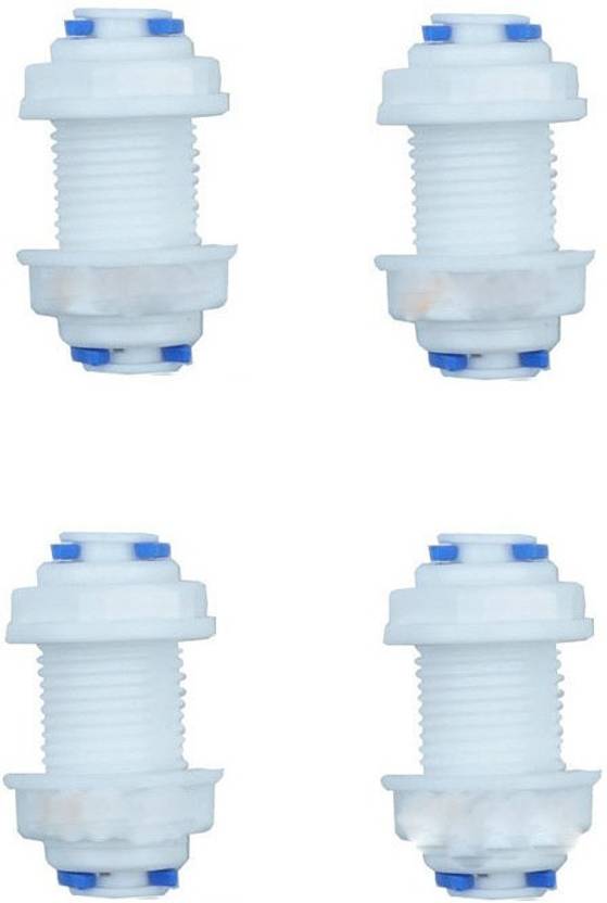 BORYS (Pack of 4) RO Bulk Head/Cabinet Body Connector Suited For All Type Of Ro Models-1/4" Hose Connector