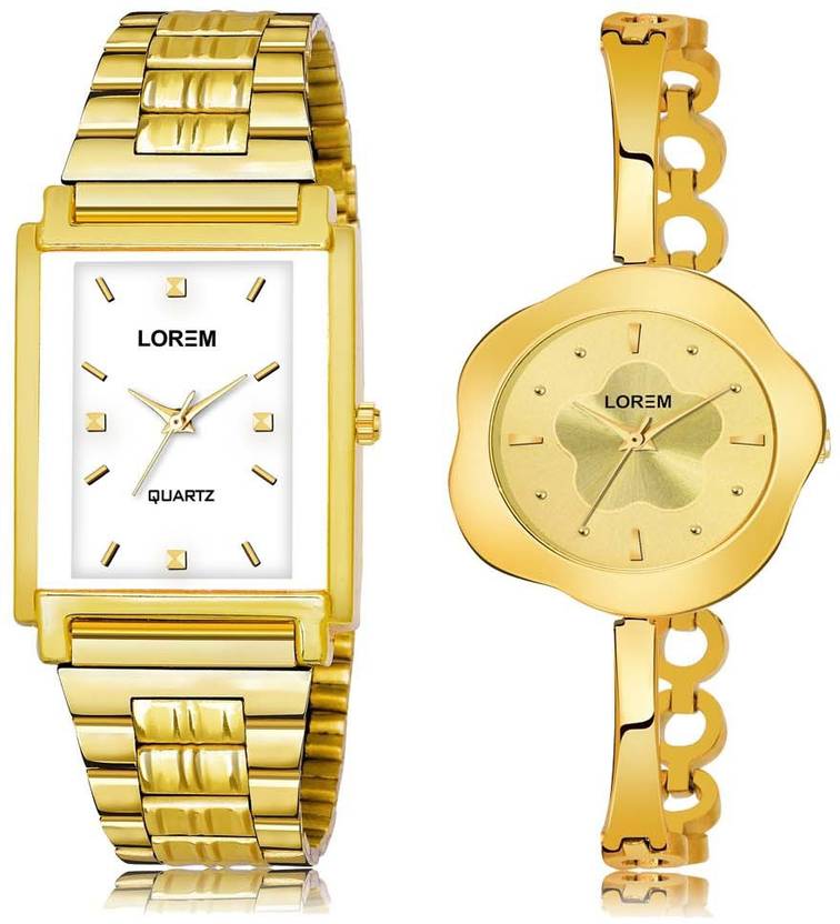 Lorem Color LOREM LK-108--262 White - Gold Color Analog Watch - For Men & Women ...
