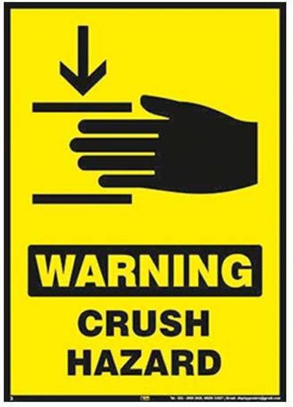 Mr. SAFE Warning Crush Hazard In Hard Plastic Lamination A4 (8 Inch X