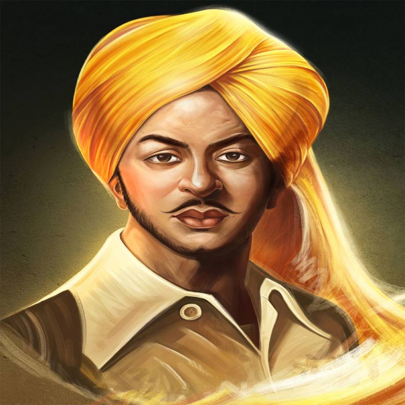 voorkoms 20.32 cm New Design Bhagat Singh Wall Stickers Removable