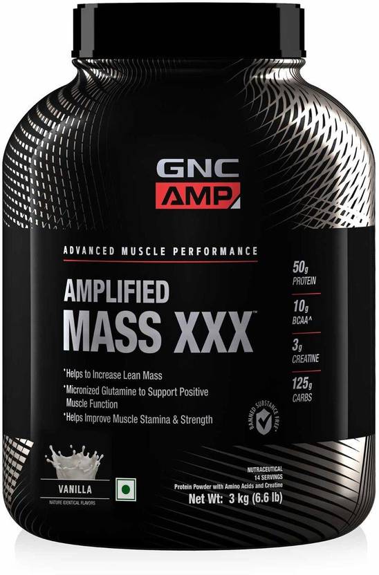 GNC AMP Mass XXX Gainer Powder (Vanilla Flavour) 3 Kgs Weight Gainers