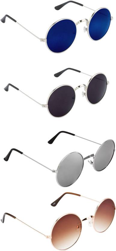 Mirrored Round Sunglasses (50)  (For Men & Women, Blue, Black, Silver, Brown)