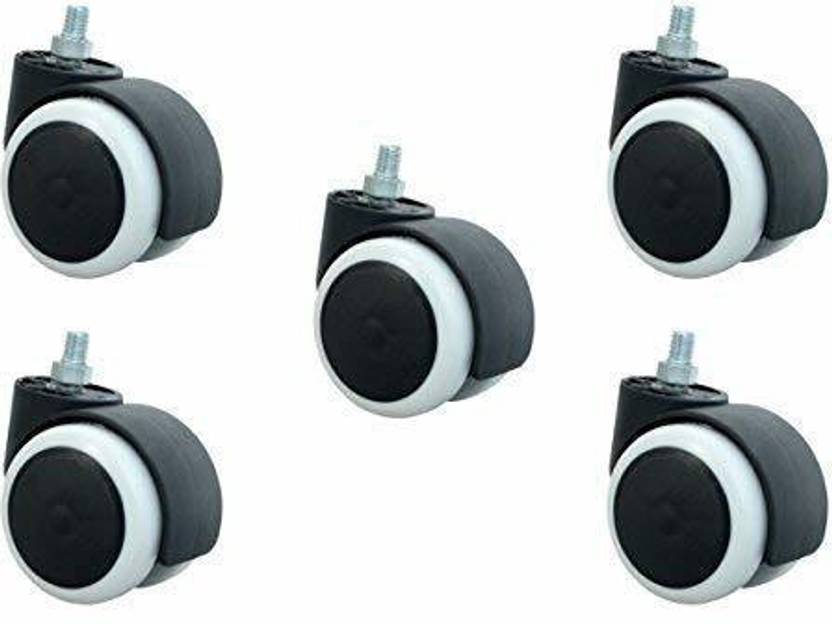Betlex Twin Castor black&white Wheels Threaded Set of 5 pcs for revolving Chairs and Other revolving Products. 100% Nylon ABS Material Assurance. Appliance Furniture Caster (Pack of5) Appliance Furniture Caster