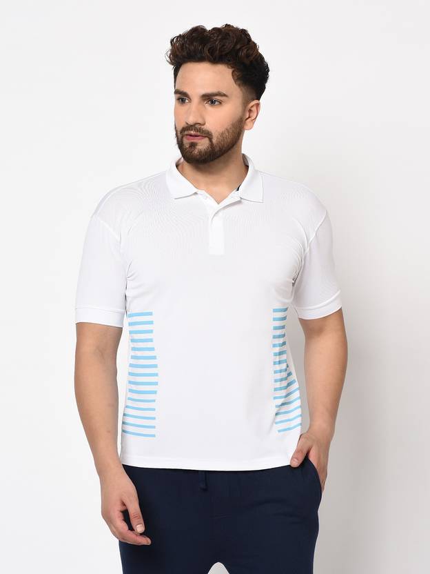 ARMISTO Solid Men Polo Neck Light Blue, White T-Shirt