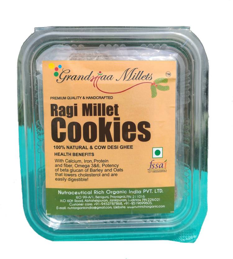 GRANDMAA Millets Ragi Desi Cow Ghee Cookies, High Fiber Delicious