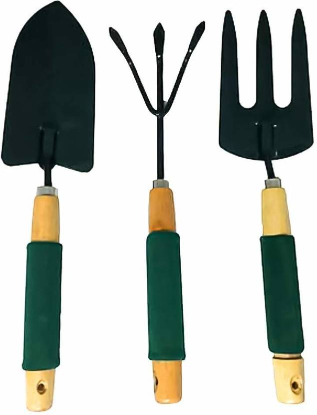 NMS TRADERS Gardening Tools With Quality Grip Wooden Handle, 3 Piece