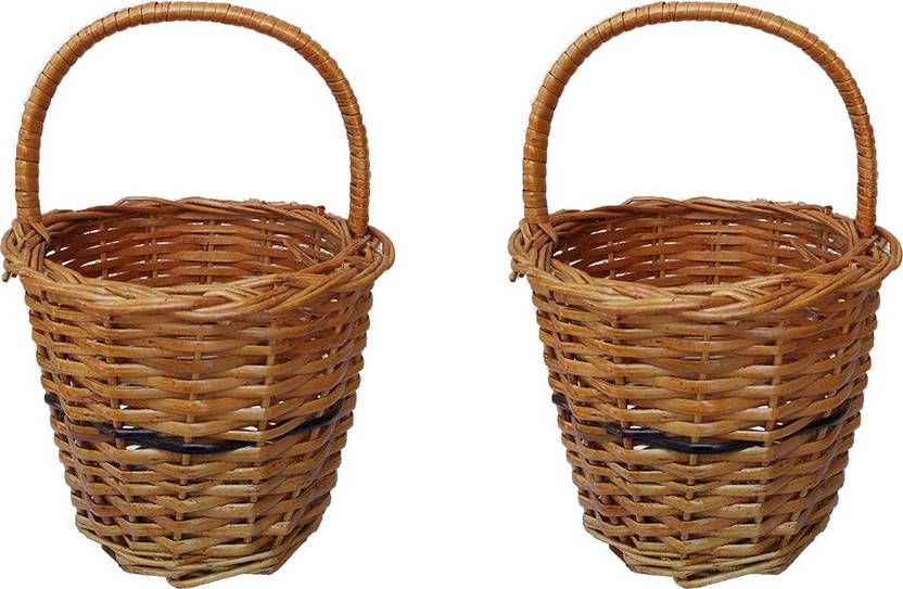 Homekrafts EcoFriendly Two Small Size Cane Baskets for Storage of