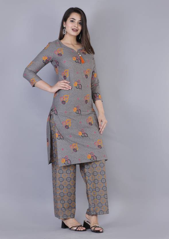 Women Cotton Blend Kurta Palazzo Set