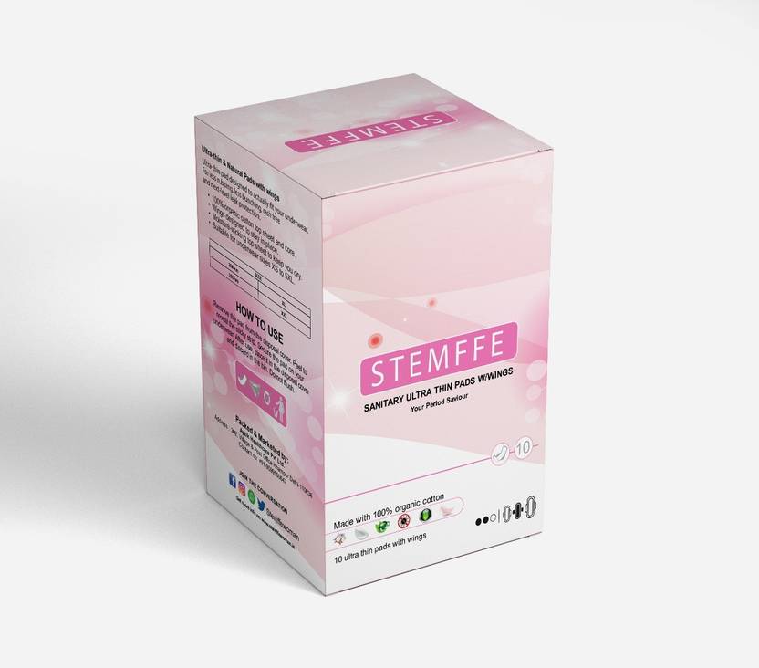 Stemffe Biodegradable Ultrathin Natural Sanitary Pads with wings XXL