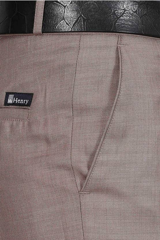 Men Regular Fit Beige Viscose Rayon Trousers