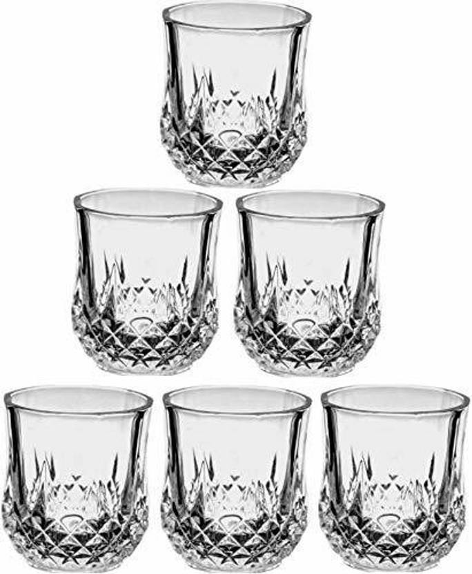 satshree (Pack of 6) Round Diamond Whiskey Glass, Unique Cool Whiskey