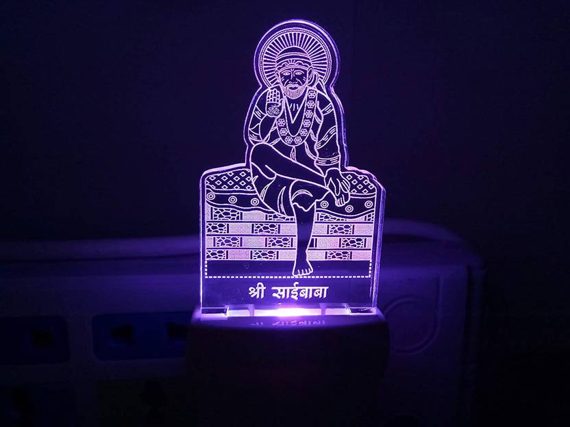 ALTROSS 3D Latest SAI BABA Acrylic Night Lamp with 7 Colour Changing | 3D Decorative Illusion LED Plug Night Lamp for Bedroom | Gift | Office | Living room Night Lamp