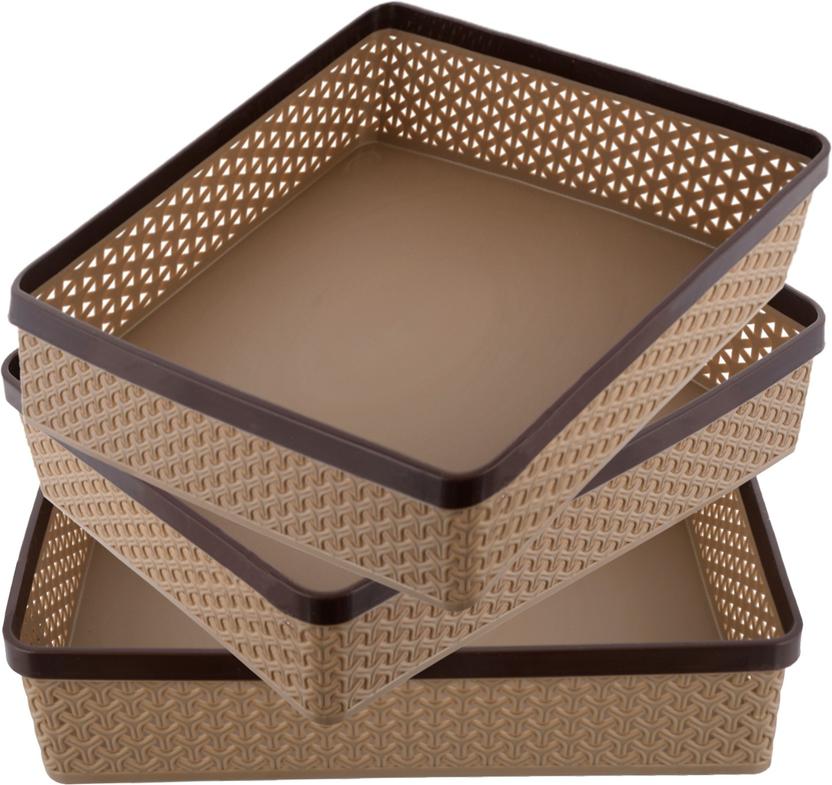 KUBER INDUSTRIES 3 Compartments Plastic Desk Organizers
